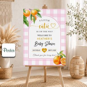 A Little Cutie is on the Way Pink Baby Shower Poster