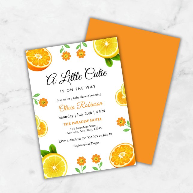 A Little Cutie Lemon Orange Citrus Baby Shower  Invitation (A Little Cutie Lemon Orange Citrus Baby Shower Invitation )