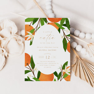 A Little Cutie Modern Citrus Neutral Baby Shower Invitation