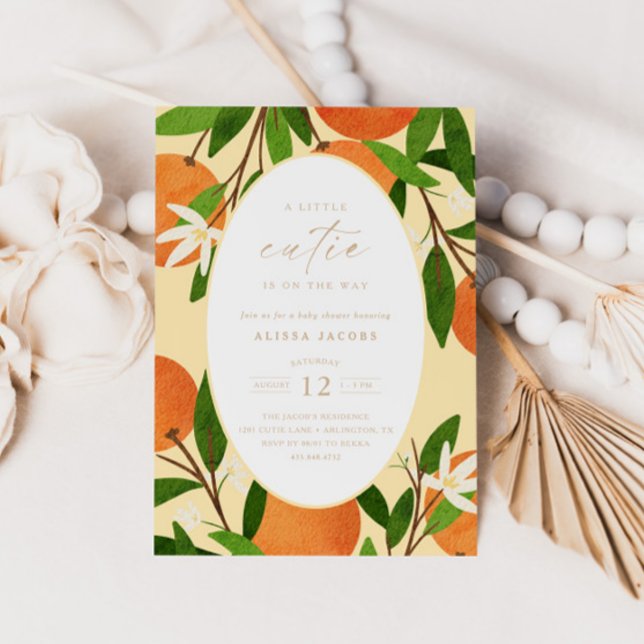 A Little Cutie | Modern Yellow Neutral Baby Shower Invitation (Creator Uploaded)