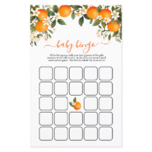 A Little Cutie Orange Baby Shower bingo game