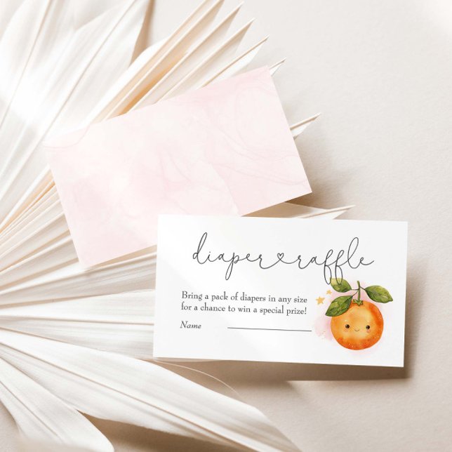 A Little Cutie Orange Baby Shower Diaper Raffle Enclosure Card (Creator Uploaded)