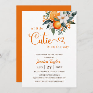 A Little Cutie Orange Baby Shower Invitation