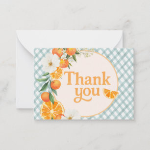 A Little Cutie Orange Baby Shower Thank You Card