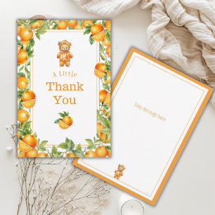 A Little Cutie Orange Bear Baby Shower Thank You Card