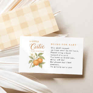 A Little Cutie Orange Books For Baby Shower Enclosure Card