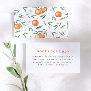 A Little Cutie Orange Citrus Baby Shower Enclosure Card