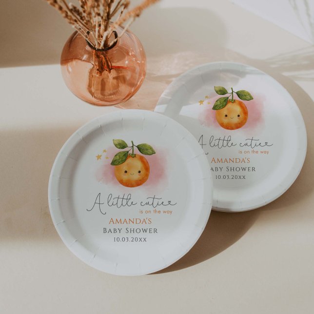 A Little Cutie Orange Clementine Baby Shower Paper Plate (Creator Uploaded)