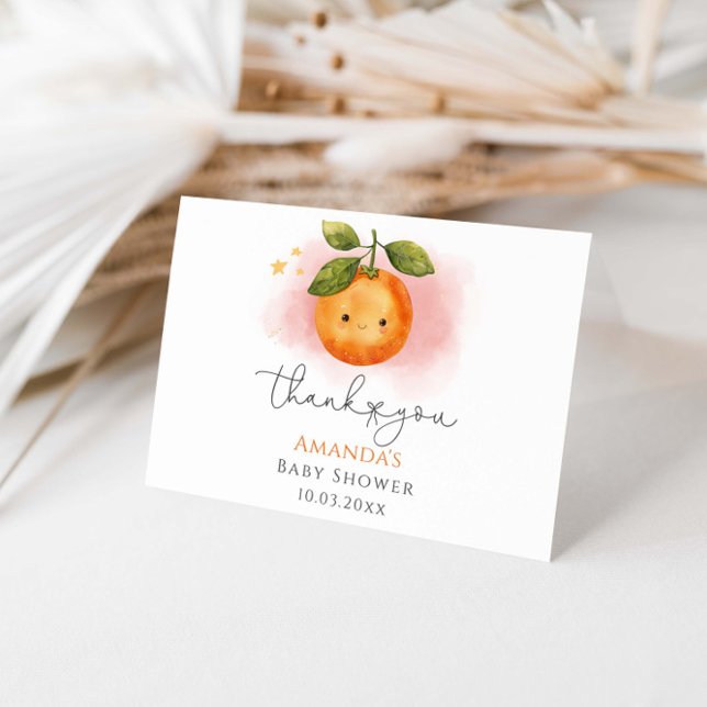 A Little Cutie Orange Clementine Baby Shower  Thank You Card (Creator Uploaded)