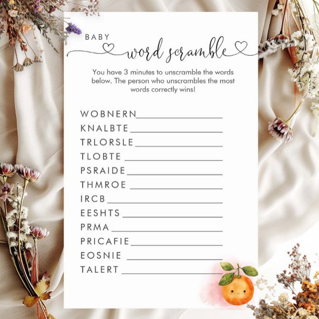 A Little Cutie Orange Clementine  Word Scramble  (Creator Uploaded)