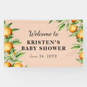 A Little Cutie Orange Colour Baby Shower Backdrop Banner