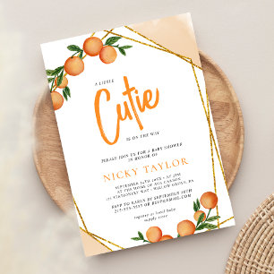 A Little Cutie Orange Frame Citrus Baby Shower Invitation