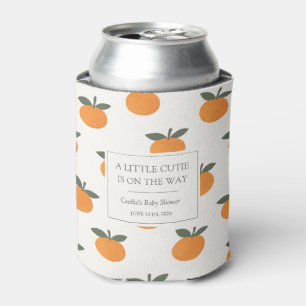 A Little Cutie Orange Gender Neutral Baby Shower Can Cooler