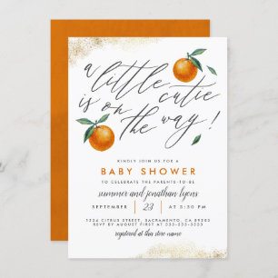 A Little Cutie Orange Gender Neutral Baby Shower Invitation