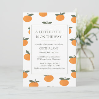 A Little Cutie Orange Gender Neutral Baby Shower Invitation