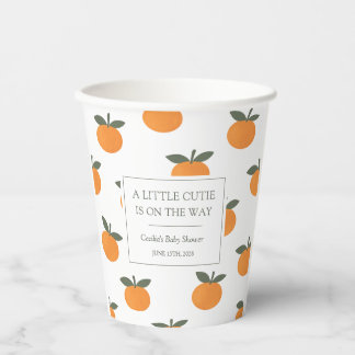A Little Cutie Orange Gender Neutral Baby Shower Paper Cups