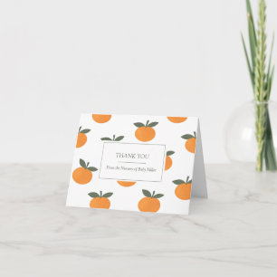A Little Cutie Orange Gender Neutral Baby Shower Thank You Card