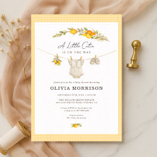 A Little Cutie Orange Gingham Baby Shower Invitation