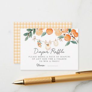 A Little Cutie Orange Gingham Citrus Baby Shower Enclosure Card