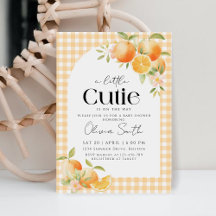 A Little Cutie Orange Gingham Citrus Baby Shower 