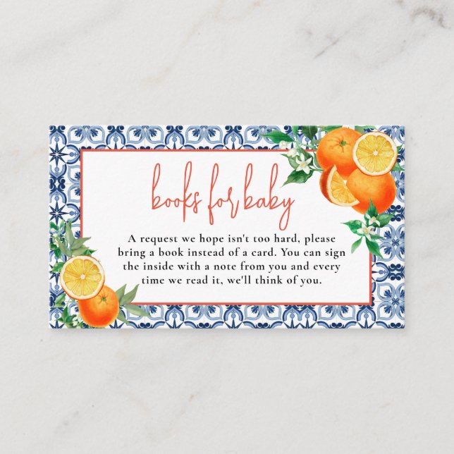 A Little Cutie Orange Positano Books for Baby  Enclosure Card (Front)