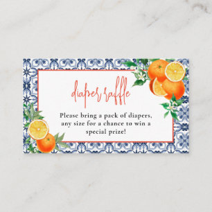 A Little Cutie Orange Positano Diaper Raffle Enclosure Card