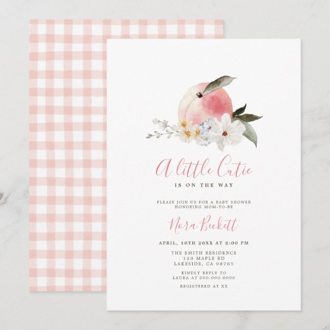 A little Cutie Peach Baby Shower Invitation (Front/Back)
