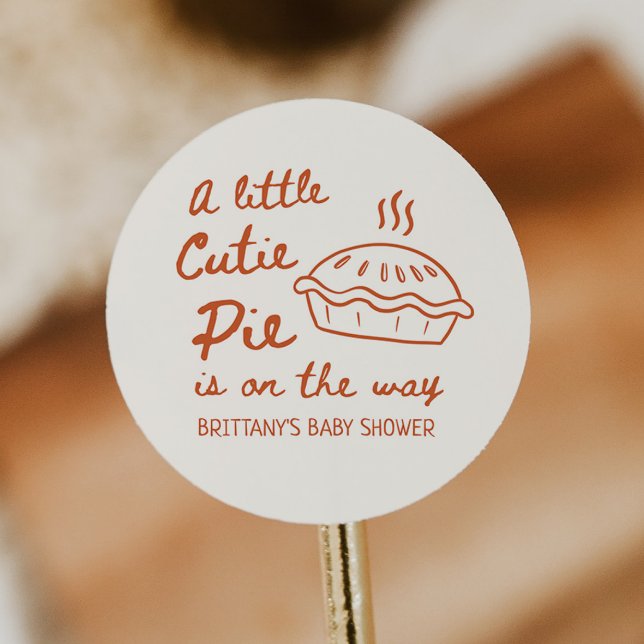 A Little Cutie Pie Baby Shower Favour Classic Round Sticker (Creator Uploaded)