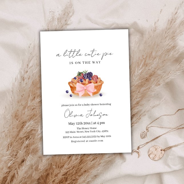 A Little Cutie Pie Berry Bow Baby Shower Invitation (A Little Cutie Pie Berry Bow Baby Shower Invitation)