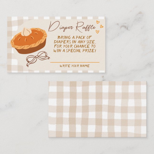 A Little Cutie Pie Diaper Raffle Insert Card (Front/Back)