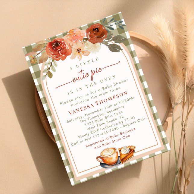 A Little Cutie Pie Elegant Floral Fall Baby Shower Invitation (Creator Uploaded)