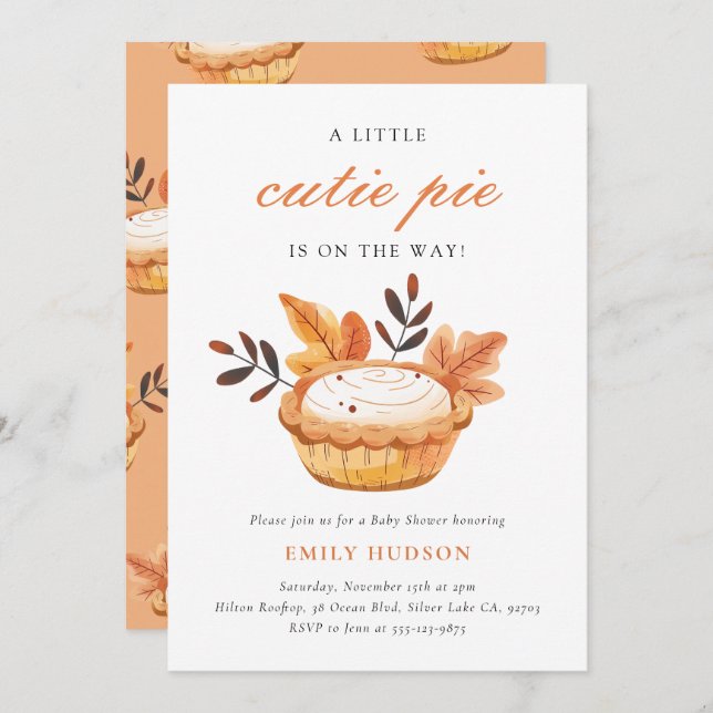 A Little Cutie Pie Fall Floral Baby Shower Invitation (Front/Back)