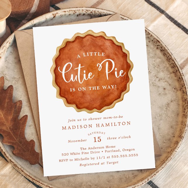 A Little Cutie Pie Fall Pumpkin Baby Shower Invitation (Creator Uploaded)