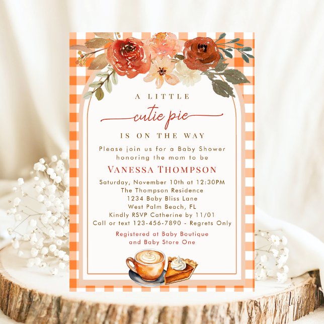 A Little Cutie Pie Floral Fall Themed Baby Shower Invitation (Creator Uploaded)