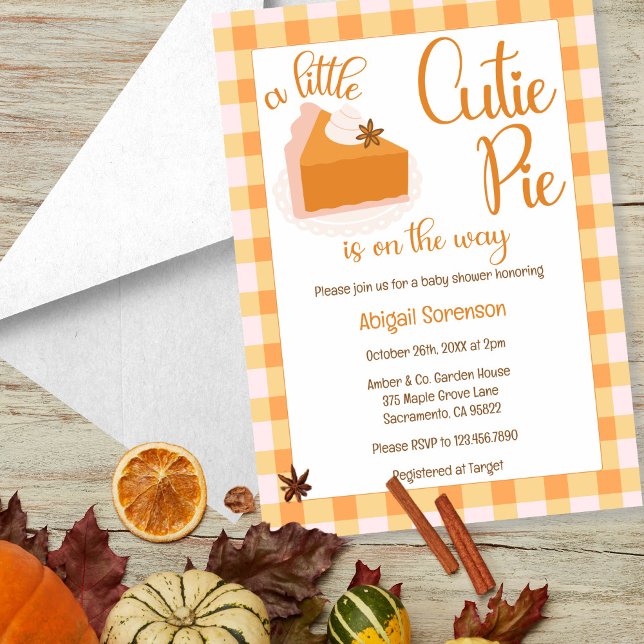 A Little Cutie Pie Gingham Fall Baby Shower Invitation (A Little Cutie Pie Gingham Fall Baby Shower Invitation)