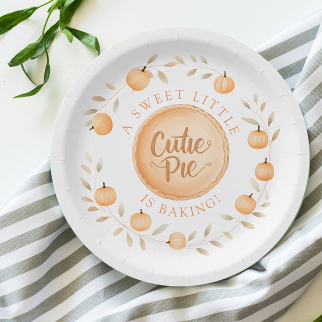 A Little Cutie Pie Is Baking | Baby Shower Paper Plate (Creator Uploaded)