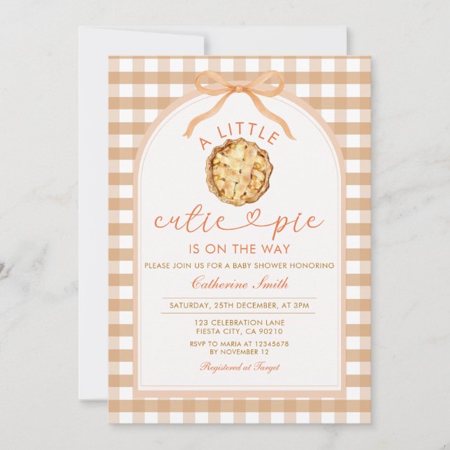 A little Cutie Pie is on the way Baby Shower Fall Invitation (Front)