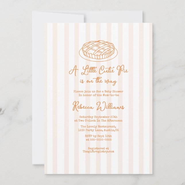 A little Cutie Pie is on the Way Baby Shower  Invitation (Front)