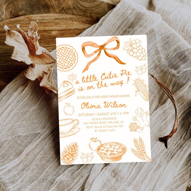 A Little Cutie Pie is on the Way Baby Shower Party Invitation (Creator Uploaded)