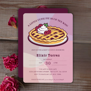A Little Cutie Pie Minimalist Purple Baby Shower Invitation