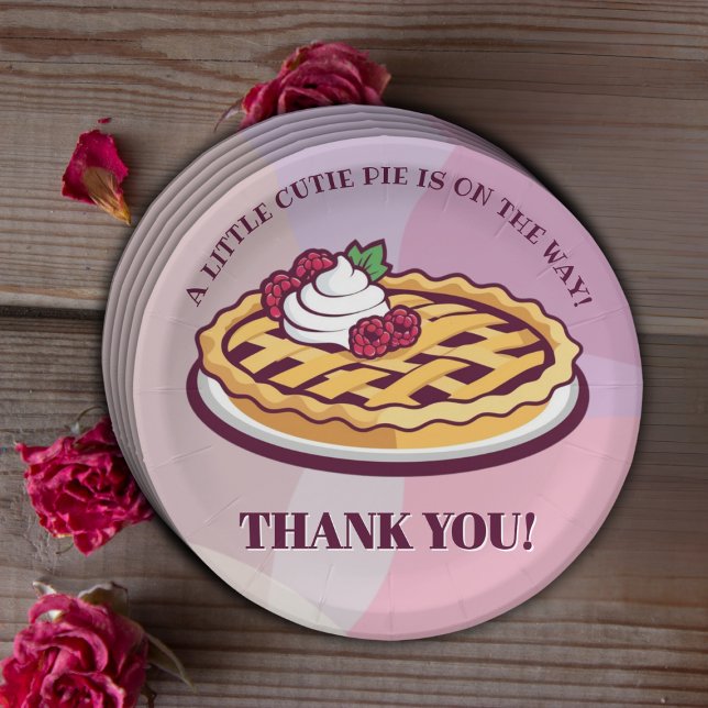 A Little Cutie Pie Minimalist Purple Baby Shower Paper Plate (Creator Uploaded)
