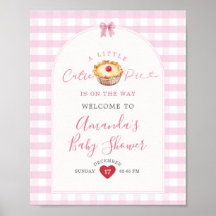 A Little Cutie Pie Pink Plaid Cherry Welcome Sign