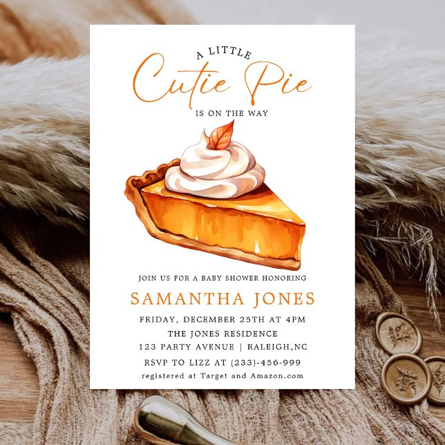 A Little Cutie Pie Pumpkin Fall Baby Shower   Invitation (Creator Uploaded)