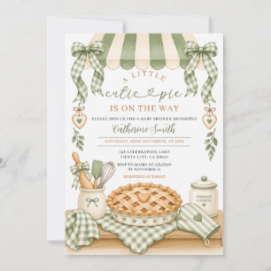 A Little Cutie Pie Sage Green Baby Shower Invitation