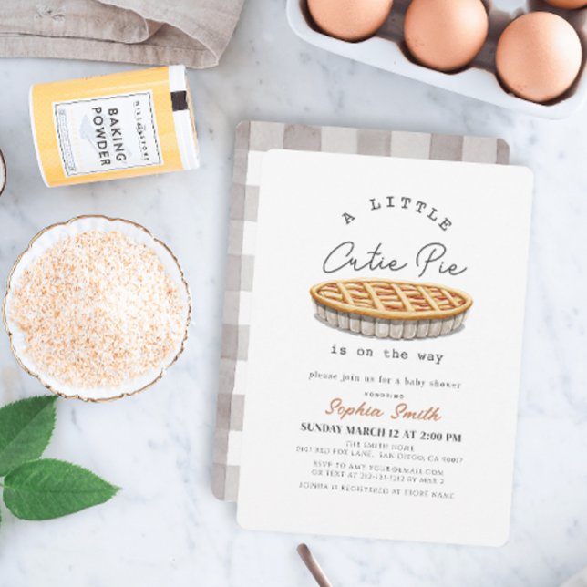 A Little Cutie Pie Thanksgiving White Baby Shower Invitation (Creator Uploaded)