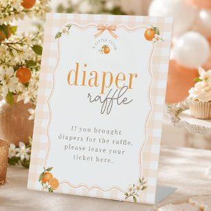 A Little Cutie Trendy Baby Shower Diaper Raffle  Pedestal Sign
