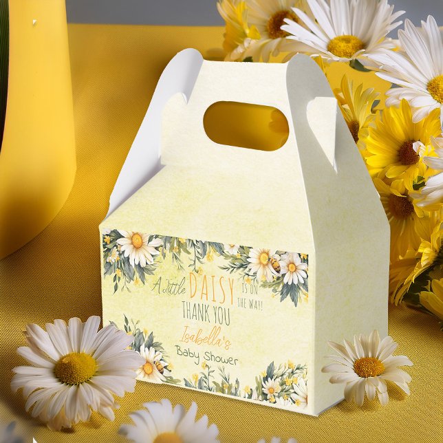 A Little Daisy Is On The Way Floral Baby Shower Favour Box ("A Little Daisy Is On The Way!" Daisies Floral Girl Baby Shower "Thank You" Favor Box)