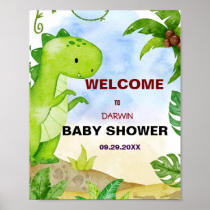  A Little Dino is Hatching Soon! Baby Shower Poster
