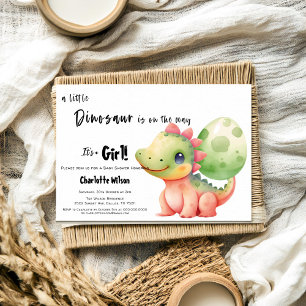 A Little Dinosaur Is On the Way Baby Shower Invitation