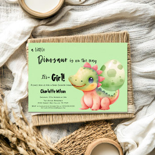 A Little Dinosaur Is On the Way Baby Shower Invitation
